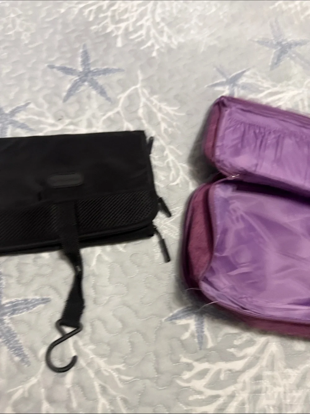 Hanging Black Travel and Toiletry Bag Organizer - Purple